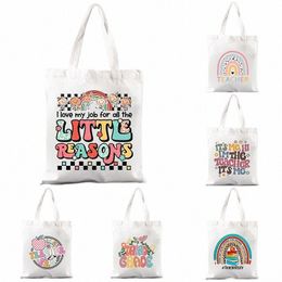 kindergarten Teachers Canvas Tote Bag Trendy Ladies Shoulder Totes Back To Shool Gifts Reusable Commuting Bags Gift for Teacher d3g3#