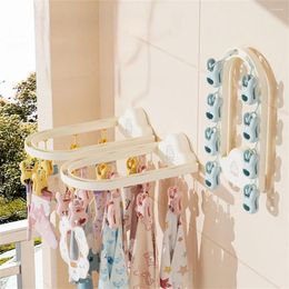 Hangers Foldable 8 Clip Socks Underwear Rack Creative Wall Mounted Cloud Lingerie Hanger Windproof Non-Slip Plastic Drying