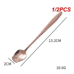 Coffee Scoops 1/2PCS High-value Rose Spoon Long Handle Golden Cute Teaspoon Mixing Dessert Honey Salad Drink Spoons