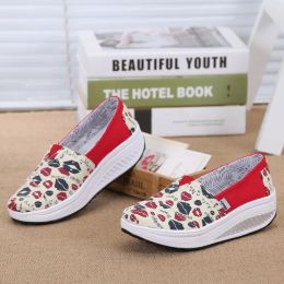Shoes Autumn New Rocking Shoes Women Fashion Canvas Slip on Wedge Casual Shoes Female Breathable Platform Sneakers Zapatillas Mujer