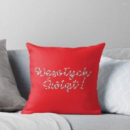 Pillow Weso?ych ?wi?t! / Merry Happy Christmas Polish Wishes CANDY CANE Red Throw
