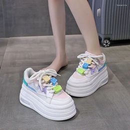 Casual Shoes High Sense 2024 Women's Autumn All-Matching Platform Small Inner Height Increasing Board White
