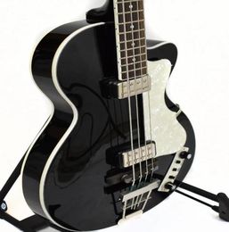 4 String 1960039s Hofner Violin Club Black Electric Bass Guitar 30quot short scale Length White Pearl Pickguard8663587