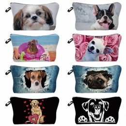 hot Selling Animal Dog Print Women's Cosmetic Bag Student Pencil Case School Teacher Gift Toiletry Bag Customizable Makeup Bags h2hc#