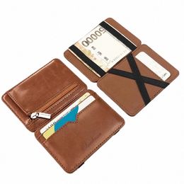 casual Water-proof Credit Card ID Card Holder PU Leather Mey Clip Men Magic Wallet Busin Wallets Card Storage Case T80n#