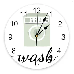 Wall Clocks Laundry Room Theme Washing Machine Wash White Clock Fashion Living Watch Modern Home Decoration Round