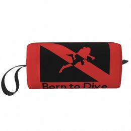 born To Dive Padi Flag Cosmetic Bag Women Big Capacity Scuba Diving Makeup Case Beauty Storage Toiletry Bags Dopp Kit Case Box V4rg#