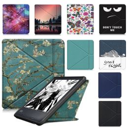 Origami Leather Case for KOBO Libra 2 N418 7 Inch eReader Funda Capa Magnetic Auto Wake Sleep Cover Ebook Print Cats Sleepcover