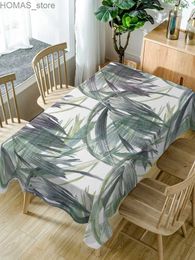 Table Cloth New Style Rectangle Tablecloth Leaf Printing Table Decorations Waterproof Polyester Tablecloth For Kitchen Dining Decor Y240401