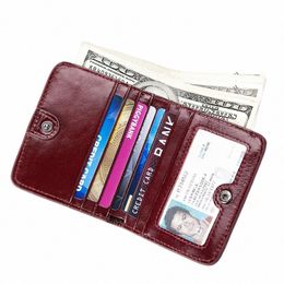 100% Genuine Leather Women's Wallet Small Mini Hasp Purse New Fi Short RFID Blocking Card Holder With Zipper Coin Pocket q2IB#