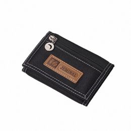 mens Trifold Short Wallet With ID Window Loop Fastener Card Holder Bag Children's Canvas Small Pocket Coin Purse s9XP#