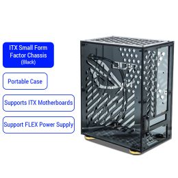 Portable Small Computer Case Plexiglass Shell Compact PC Case Desktop PC Case Mini-ITX Motherboard FLEX Power Supply