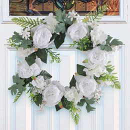 Decorative Flowers Dead Branches White Wreath Hanging Decoration Holiday Simulation Flower Rattan Outdoor Decorations Summer Fall Sunflower