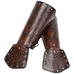 Mediaeval Armour Men Cosplay Arm Warmers Lace-up Viking Pirate Knight Gauntlet Wristband Bracer Steampunk Accessories Cosplay Prop