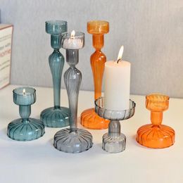 Candle Holders Glass Holder Home Decor Candlestick Room Vase Wedding Decoration Crystal European Desktop Ornaments
