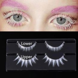 False Eyelashes Halloween Party Cosplay Creative White Wispy Makeup Soft Extension Upper&Lower Natural Lash G6X1