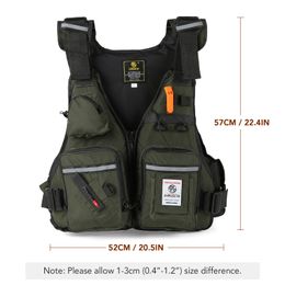 Multi-Pockets Fly Fishing Jacket Life Jacket Buoyancy Vest with Water Bottle Holder for Kayaking Sailing Boating Water Sports