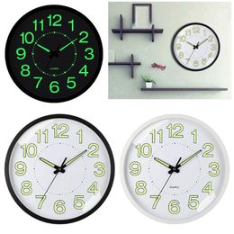 Wall Clocks 12inch Luminous Clock Non-Ticking Illuminated Energy-Absorbing Numerals&Hands Lighted For Bedrooms Office