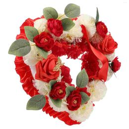 Decorative Flowers Artificial Graves Heart Memorial Wreath Floral Wreaths Front Door Fake Mourning Decorations Outdoor Cemetery