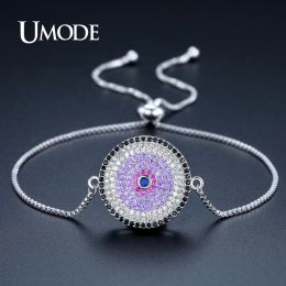 Bracelets UMODE New Fashion Chain & Link Bracelets for Women Jewelry Round Colorful CZ Bracciali Donna Christmas Gift UB0103C