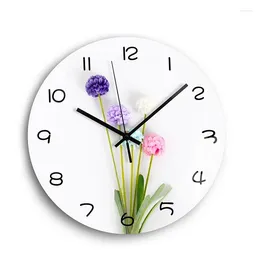 Wall Clocks 1 PCS Flower Design Clock As Shown Tempered Glass For Kitchen Art Decoration