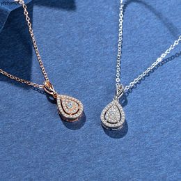 Pear Shaped Full Diamond Necklace S925 Silver Niche Design High-end and Fashionable Versatile Collarbone Chain New Model