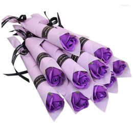 Decorative Flowers 30 Roses Soap Romantic Wedding Favors Flower For Valentine's Mother's Day Gift Company Purple