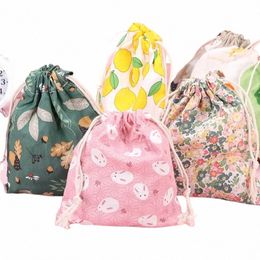 fruit Print Drawstring Storage Bag Change Coin Lipstick Headphe Pouch Mini Cute Candy Jewellery Pocket Organiser Cosmetic Bags 38RJ#