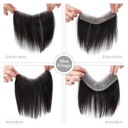 6" Natural Pu Forehead Hairline Indian Human Hair Fringes Bangs Toupee Men 4x18 CM