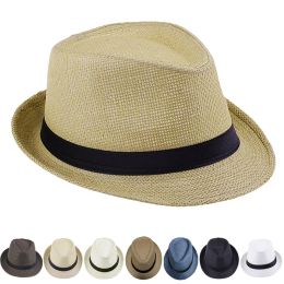 Men & Kids Jazz Hat Old Man Cap Short Brim Solid Colour Cuban Cap Panama Hat Sun Hat Breathable Fedora Hat Summer Casual Straw