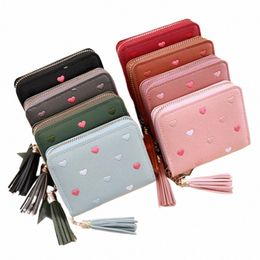 1pcs Love Tassel Women Wallet Ladies Mini Small Short Wallet Cute Girl Zipper Pu Leather Coin Purse Female Hand Wallet Purse K7WG#