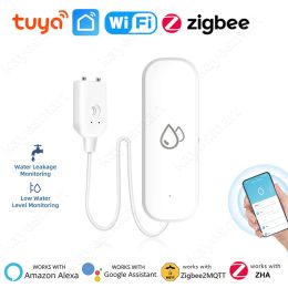 Tuya Smart Zigbee WiFi Water Sensor Leak Detector Overflow Flood Water Leakage Alarm Smart Life APP Control Work with Zigbee Hub