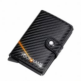 2024 Rfid Men Card Wallets Free Name Engraving Carb Fibre Card Holder Slim Mini Wallet Small Mey Bag Male Purses 85qP#