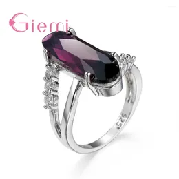 Cluster Rings Wholesale Women Engagement Sterling Silver 925 Daily Jewellery Oval Design Purple CZ Cubic Zircon Finger Drop