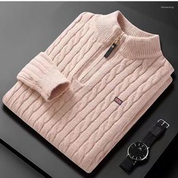 Men's Sweaters Winter Men Cashmere Blend Sweater Twist Top Zipper High Collar Shirts Luxury Knit Pullover Thick Homme Hiver Tops Pullovers