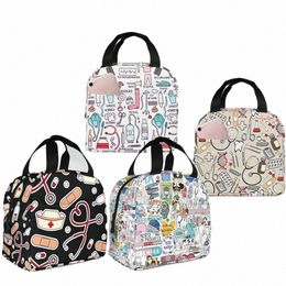 1pcs New Arrive Fresh Cooler Bag Doctors Nurse Pattern Insulated Lunch Bags Women Food Cooler Warm Bento Box Tote For Kids y8oi#