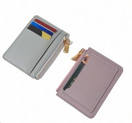 fi Women Short Wallet Pu Leather Mini Card Holder Solid Colour Busin Card Case Zipper Mey Pouch Small Change Purses 1PC w6VP#