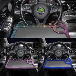 Upgrade Diamond Car Table Steering Wheel Table Auto Food Beverage Coffee Tray Portable Laptop Tablet Holder Tray Car Bling Accessories