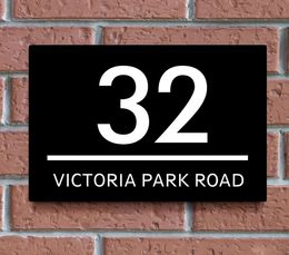 Custom Sign Outdoor House Number Plate Black/White/Grey Acrylic UV Print Modern House Number Signage Personalized Company sign 240325