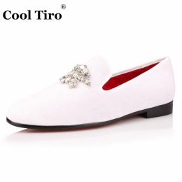 Vestito 831 veet uomini mocassini bianchi fumatori pantofole strass cristallo nappeti per matrimoni scarpe scarpe casual slip mocassine 5