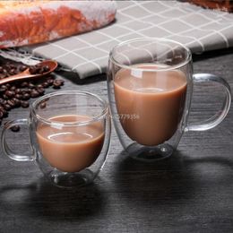 Wine Glasses 80/250/350/450ml Heat-resistant Double Wall Glass Cup Beer Coffee Cups Handmade Healthy Drink Mug Tea Mugs Transparent