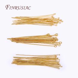 Supplies For Jewellery Wholesale 50pcs/lot 18K Gold Plated Eye Pin/Ball Head Pin/Flat Head Pin For DIY Jewellery Making