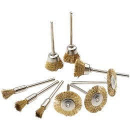 Brass Brush Steel Wire Wheels Brushes Drill Rotary Tools Polishing Brush Rotary Tools Metal Rust Removal Brush Set