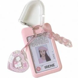 kawaii SkyBlue Milk Pink Photocard Holder Credit ID Bank Card Photo Display Holder Bus Card Protective Case Pendant S7Ry#