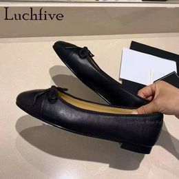 Casual Shoes 2024 Spring Summer Leather Woolen Fabric Patchwork Flats Slip On Round Toe Bow Women's Loafers Brand Shoe