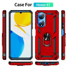 For Honor X7 Case Armor Magnet Metal Ring Phone Cases for Honor X 7 HonorX7 2022 CMA-LX2 CMA-LX1 Shockproof Back Cover Capa