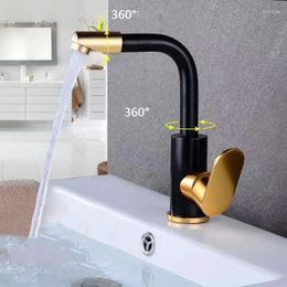 Bathroom Sink Faucets Black Gold 360 Rotation Basin Faucet Single Handle Hole Cold Mixer Desk Mounted Toilet Tap Kitchen Accessories