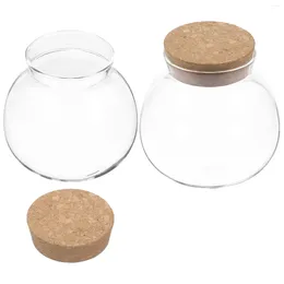 Storage Bottles 2 Pcs Glass Jar Tea Canisters Sugar Container Candy Jars With Lid Containers Coffee Food Household Cork