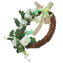 Decorative Flowers Emblems Easter Ornaments Wreath Front Door Artificial Rattan Decor Garland