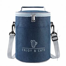 large-capacity Portable Lunch Bag 2023 New Fresh-kee Thickened Lunch Box Bag Round Barrel Aluminum Foil Insulati Bag 51GI#